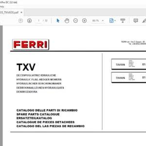 Ferri TXV50S TXV60S Hydraulic Flail-Hedger Mowers Parts Manual - PDF DOWNLOAD