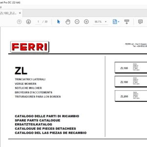 Ferri ZL160 ZL180 ZL200 Verge Mowers Parts Catalogue Manual - PDF DOWNLOAD