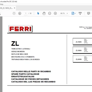 Ferri ZL160S ZL180S ZL200S Verge Mowers Parts Catalogue Manual - PDF DOWNLOAD