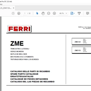Ferri ZME125 ZME155 Verge Mowers Parts Catalogue Manual - PDF DOWNLOAD