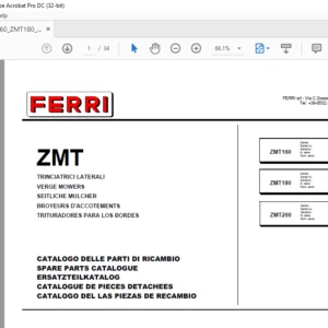 Ferri ZMT160 ZMT180 ZMT200 Verge Mowers Parts Catalogue Manual - PDF DOWNLOAD