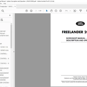 Freelander 2001MY Workshop Manual System Description and Operation - PDF DOWNLOAD