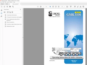 Grove Crane GMK 5100 Operating Instructions Lattice Extension Manual - PDF DOWNLOAD