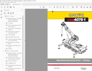 Grove GMK4075-1 Operating Instructions Manual Part 1 (Driving) - PDF DOWNLOAD