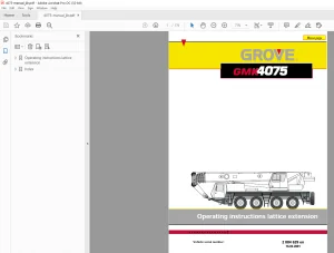 Grove GMK4075 Operating Instructions Lattice Extension Manual - PDF DOWNLOAD