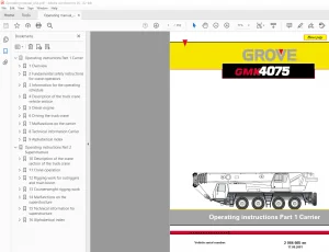Grove GMK4075 Operating Instructions Manual Part 1 (Carrier) - PDF DOWNLOAD