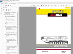 Grove GMK4075 Operating Instructions Working Range Limiter Manual - PDF DOWNLOAD
