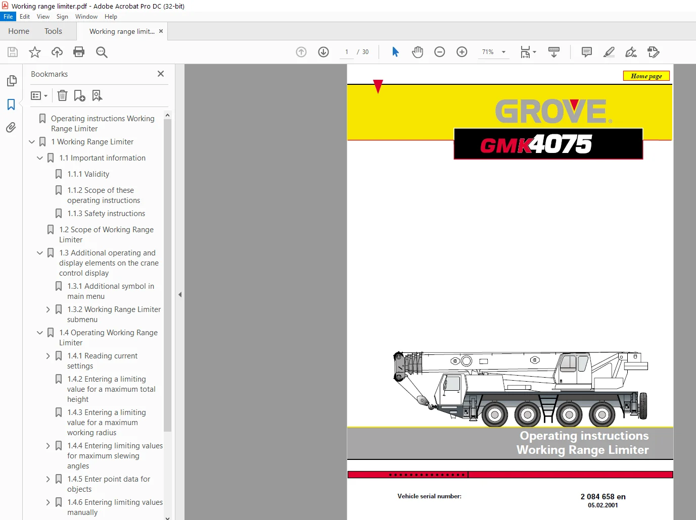 Grove GMK4075 Operating Instructions Working Range Limiter Manual - PDF DOWNLOAD - Image 2