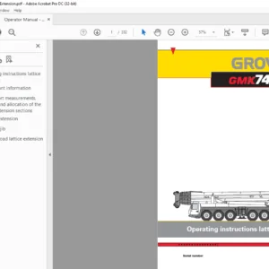 Grove GMK7450 Operating Instructions Lattice Extension Manual - PDF DOWNLOAD
