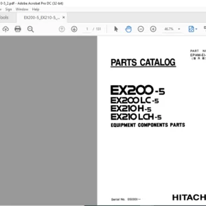 Hitachi EX200-5 EX200LC-5 EX210H-5 EX210LCH-5 Equipment Components Parts Catalog Manual