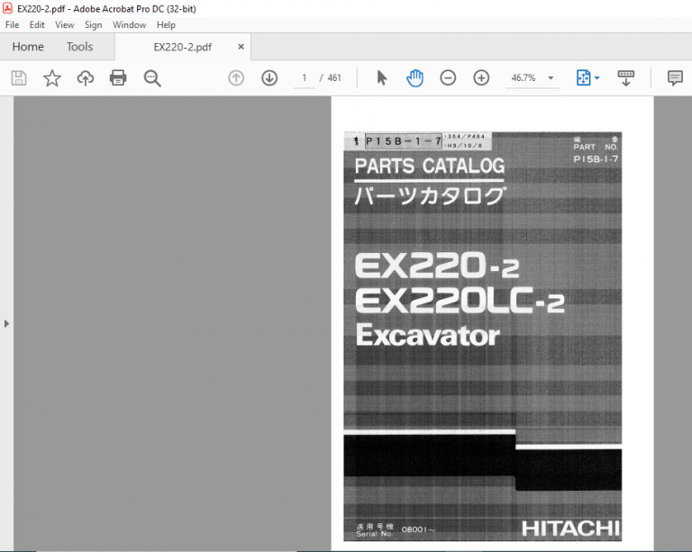 Hitachi EX220-2 EX220LC-2 Excavator Parts Catalog Manual - PDF DOWNLOAD ...