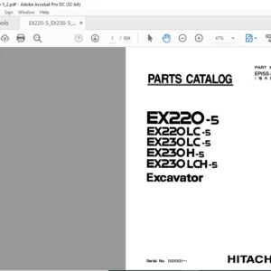 Hitachi EX220-5 EX220LC-5 EX230LC-5 EX230H-5 EX230LCH-5 Excavator Parts Catalog Manual
