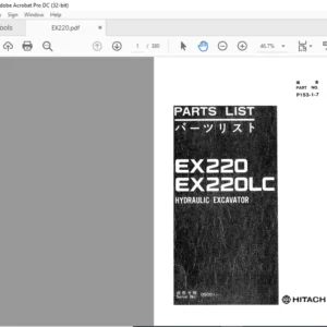 Hitachi EX220 EX220LC Hydraulic Excavator Parts List Manual - PDF DOWNLOAD