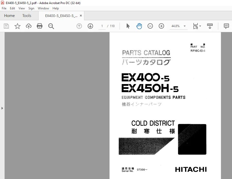 Hitachi EX400-5 EX450H-5 Equipment Components Parts Manual - PDF DOWNLOAD - Image 2