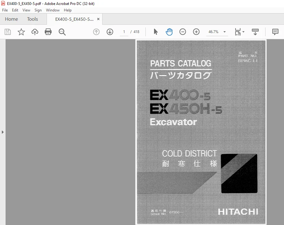 Hitachi EX400-5 EX450H-5 Excavator Parts Catalog Manual - PDF DOWNLOAD - Image 2