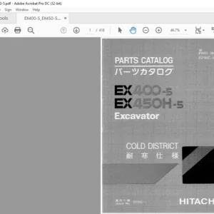 Hitachi EX400-5 EX450H-5 Excavator Parts Catalog Manual - PDF DOWNLOAD