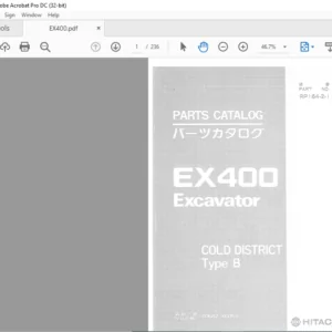 Hitachi EX400 Excavator Cold District Type B Parts Catalog Manual - PDF DOWNLOAD
