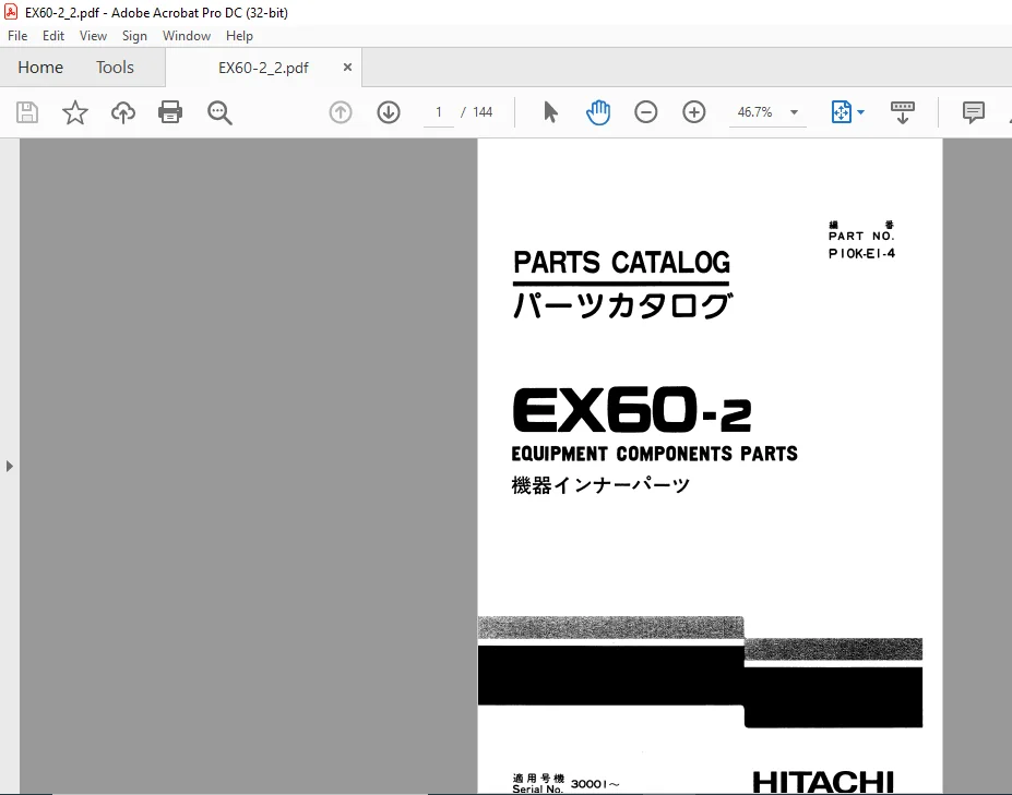 Hitachi EX60-2 Equipment Components Parts Catalog Manual - PDF DOWNLOAD - Image 2