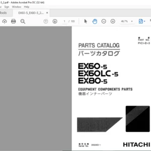 Hitachi EX60-5 EX60LC-5 EX80-5 Equipment Components Parts Catalog Manual