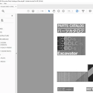 Hitachi EX60-5 EX60LC-5 EX80-5 Excavator Parts Catalogue Manual - PDF DOWNLOAD