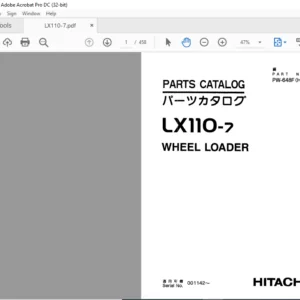 Hitachi LX110-7 Wheel Loader Parts Catalog Manual - PDF DOWNLOAD