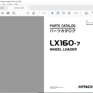 Hitachi LX160-7 Wheel Loader Parts Catalog Manual - PDF DOWNLOAD