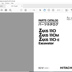 Hitachi ZAXIS 110 ZAXIS 110M ZAXIS 110-E Excavator Parts Catalog Manual