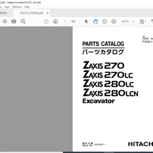 Hitachi ZAXIS 270 270LC 280LC 280LCN Excavator Parts Catalog Manual