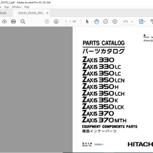 Hitachi ZAXIS 330 ZAXIS 350 ZAXIS 370 Equipment Components Parts Catalog Manual