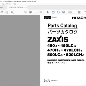 Hitachi ZAXIS 450-3 450LC-3 470H-3 470LCH-3 500LC-3 520LCH-3 Parts Catalog Manual