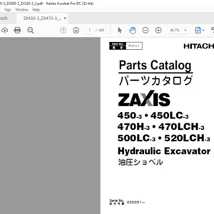 Hitachi ZAXIS 450-3 450LC-3 470H-3 470LCH-3 500LC-3 520LCH-3 Parts Catalog Manual