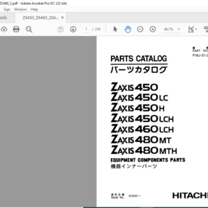 Hitachi ZAXIS 450 450LC 450H 450LCH 460LCH 480MT 480MTH Parts Catalog Manual
