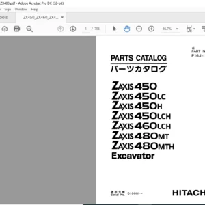 Hitachi ZAXIS 450 450LC 450H 450LCH 460LCH 480MT 480MTH Excavator Parts Catalog Manual