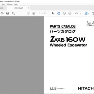 Hitachi Zaxis 160W Wheeled Excavator Parts Catalog Manual - PDF DOWNLOAD