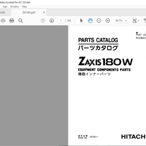 Hitachi Zaxis 180W Equipment Components Parts Catalog Manual - PDF DOWNLOAD
