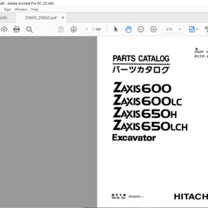 Hitachi Zaxis 600 600LC 650H 650LCH Excavator Parts Catalog Manual - PDF DOWNLOAD