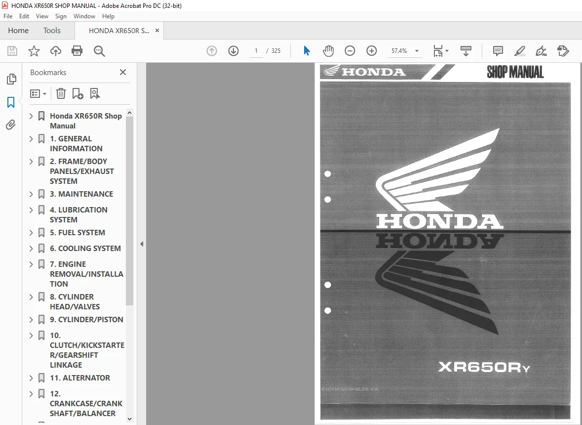 Honda XR650R Shop Manual - PDF DOWNLOAD - Image 2