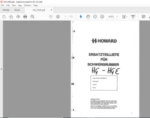Howard HG-HGE Ersatzteilliste Fur Schwergrubber - PDF DOWNLOAD (GERMAN)