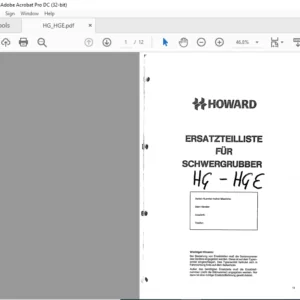 Howard HG-HGE Ersatzteilliste Fur Schwergrubber - PDF DOWNLOAD (GERMAN)