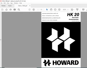 Howard HK 20 Harrovator Operating Instructions & Parts List Manual - PDF DOWNLOAD