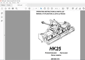 Howard HK 25 Operating Instructions & Parts List Manual - PDF DOWNLOAD