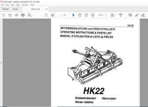 Howard HK22 Harrovator Operating Instructions & Parts Manual - PDF DOWNLOAD