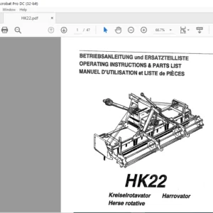 Howard HK22 Harrovator Operating Instructions & Parts Manual - PDF DOWNLOAD