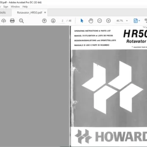 Howard HR50 Rotavator Operating Instruction & Parts List Manual - PDF DOWNLOAD