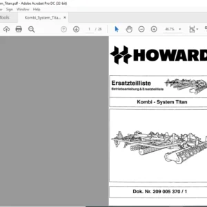 Howard Kombi System Titan Bedienungsanleitung & Ersatzteilliste (GERMAN)
