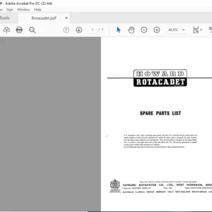 Howard Rotacadet Spare Parts Lists Manual - PDF DOWNLOAD