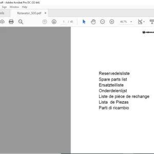 Howard Rotavator 500 Spare Parts Manual - PDF DOWNLOAD