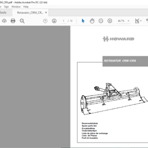 Howard Rotavator CRM CRS Spare Parts Manual - PDF DOWNLOAD