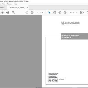 Howard Rotavator E Series IV Spare Parts List Manual - PDF DOWNLOAD