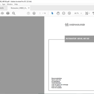 Howard Rotavator HB 80 HB 100 Spare Parts Manual - PDF DOWNLOAD